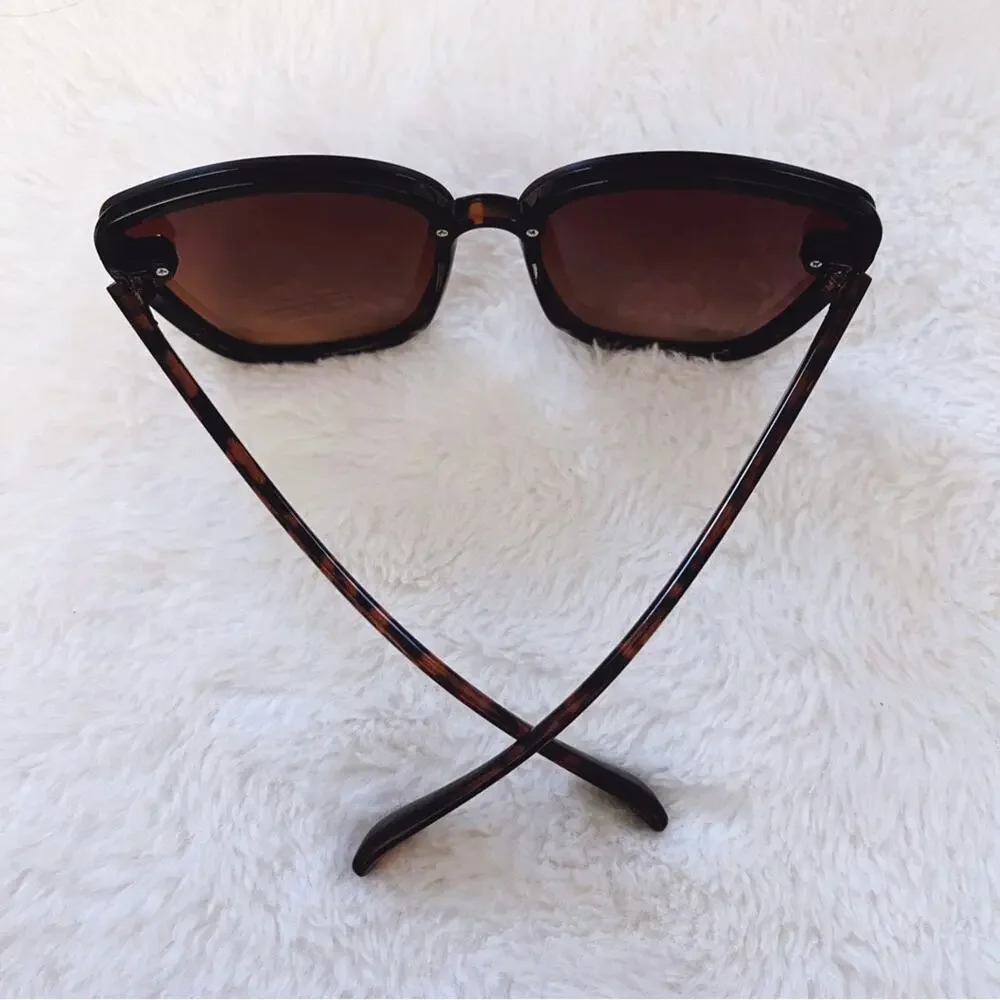 Giselle Black & Brown Oversized Cat Eye Sunglasses